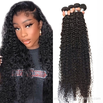 Natural Color Kinky Curly Human Hair Weave Extension Double Weft Raw Indian Curly Cuticle Aligned Virgin Human Hair Bundle